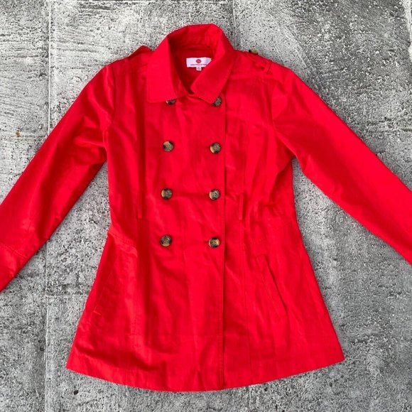 Samantha Brown Women Trench Coat Aurora Red All Winter Jacket Size M - Picture 3 of 10